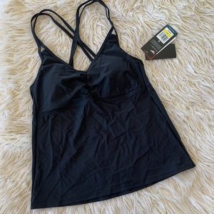 NWT - Speedo Tankini Swim Workout Top Size M Black
